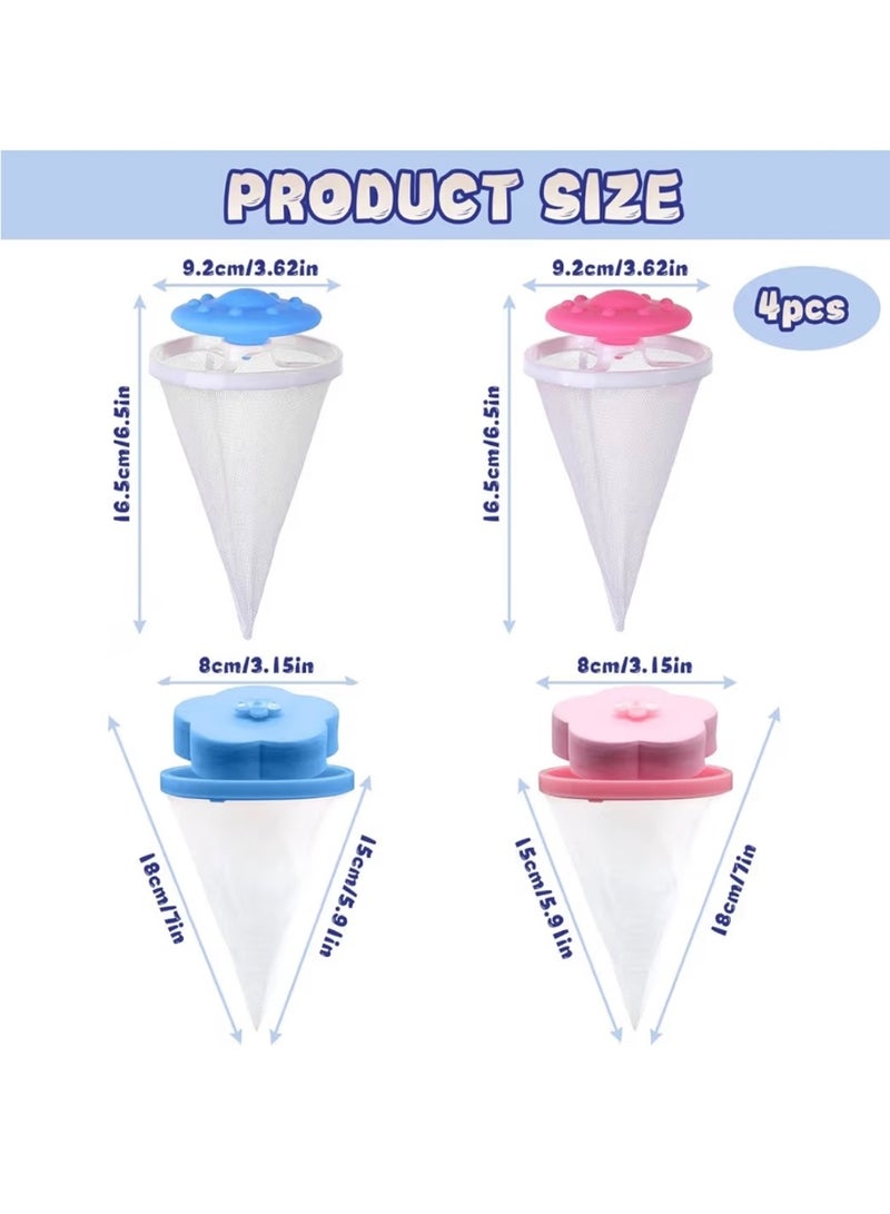 مزيل شعر الحيوانات الأليفة للغسالة – عبوة 4 قطع، مصيدة شعر الحيوانات الأليفة للغسيل، فلتر شبكي قابل لإعادة الاستخدام، مناسب لملابس الحيوانات الأليفة والمفروشات، يلتقط شعر الحيوانات الأليفة والوبر بكفاءة عالية - Image 2